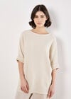 Textured Cable Knit Batwing Oversized Top, Stone, large