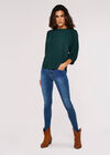 Puff Sleeve Jersey Top, Green, large