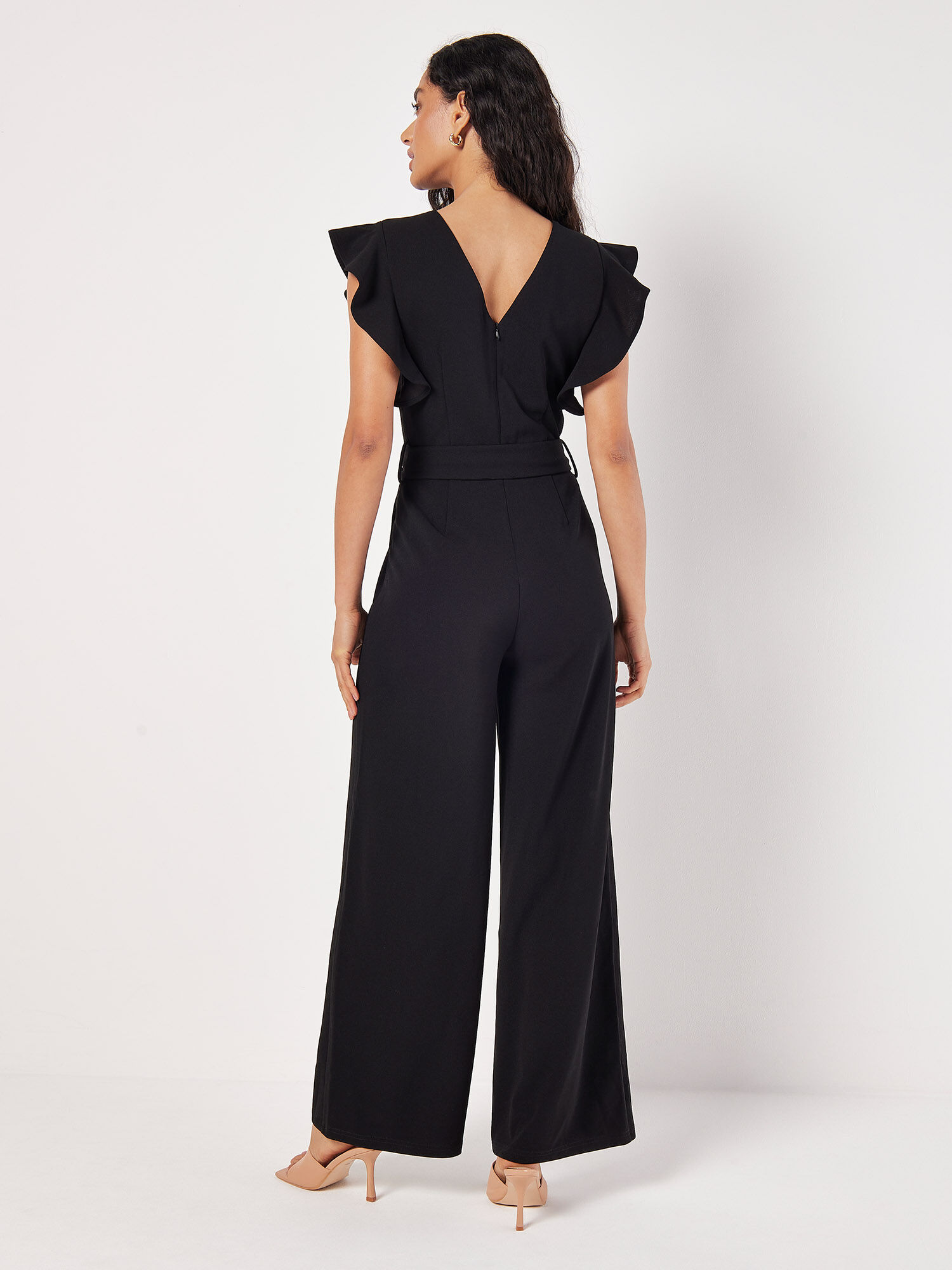 Black ruffle sleeve jumper cheap