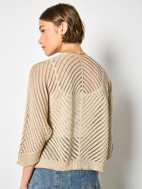 Knitted Open Cardigan, Mustard, large