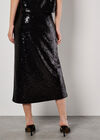 Sequin Bias Cut Midaxi Skirt, Black, large