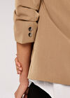 Open Rushed Sleeve Blazer, Stone, large