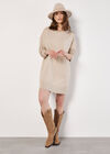 Button Detail Jumper Mini Dress, Stone, large