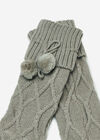 Pom Pom Knit Knee High Socks, Grey, large