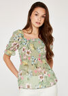 Floral Smock Bust Top, Mint, large