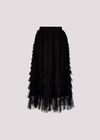 Tulle Layered Midi Skirt, Black, large