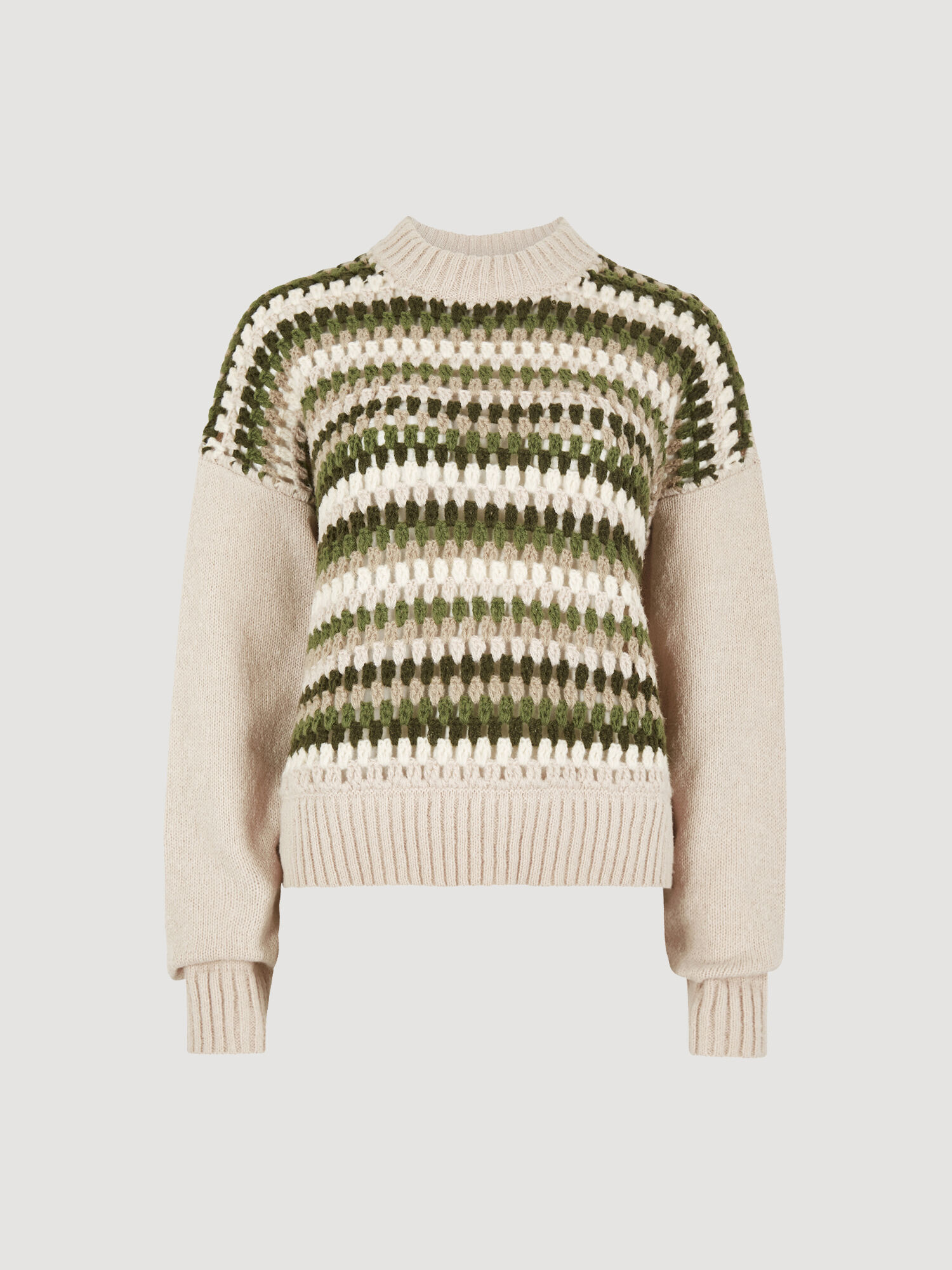 Contrast striped panel ribbed sweater on sale