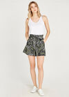 Abstract Floral Print Shorts, Khaki, large