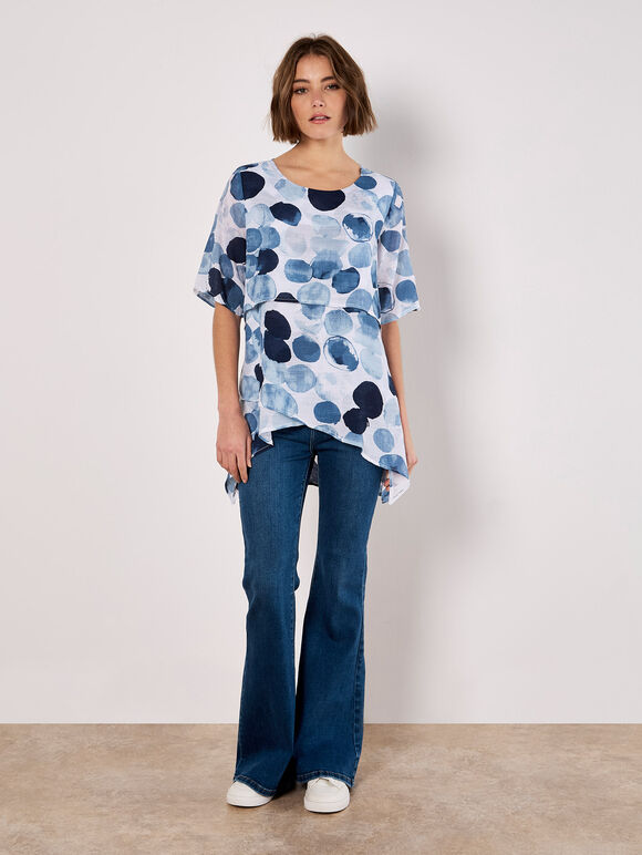 Paint Circles Oversized Tunic Top, Navy, large