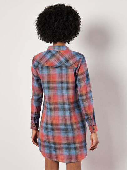 Sunset Plaid Shirt Dress