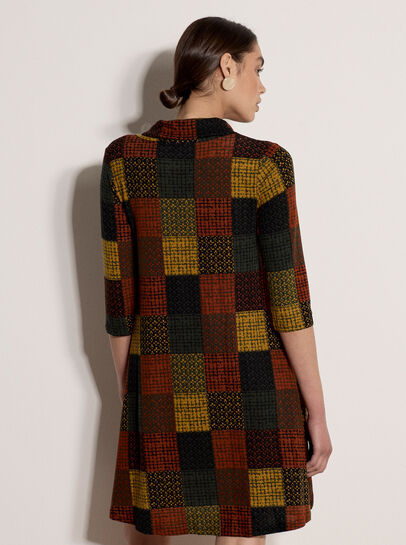 Textured Check Knit Midi Dress