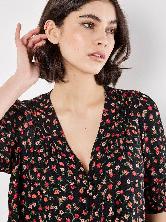 Ditsy Floral Blouse, Orange, large