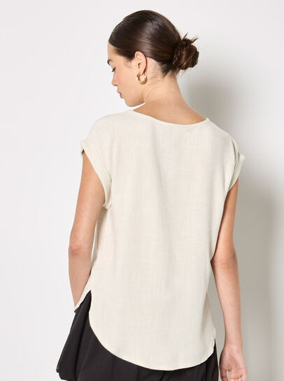 Crochet Pocket Linen Blend T-Shirt