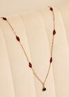 Gold Tone Black And Red Stone Necklace, Black, large