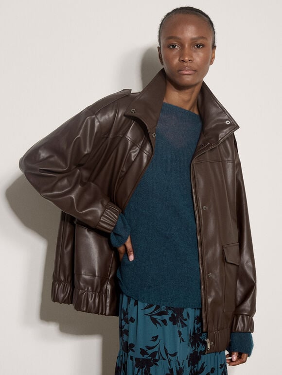 Lightweight Brushed Oversized Jumper, Teal, large