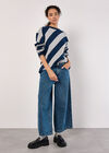 Diagonal Stripe Knitted Jumper, Navy, large