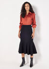 Flute Hem Knitted Midi Skirt, Black, large