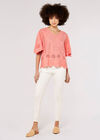 Embroidered Cotton Top, Pink, large