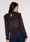 Animal Print Chiffon Top, Navy, large
