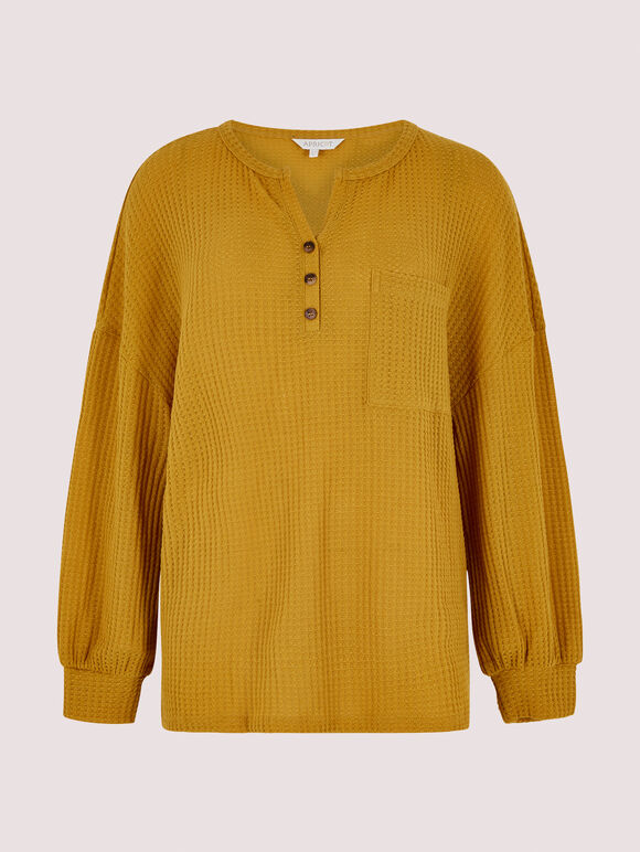 Waffle Boxy Jumper, Mustard, large