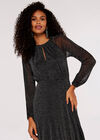 Metallic Mesh Maxi Dress, Black, large