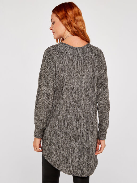 Grey Necklace Batwing Top, Dark Grey - Charcoal, large