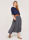 Belted Mosaic Midi Skirt, Navy, large