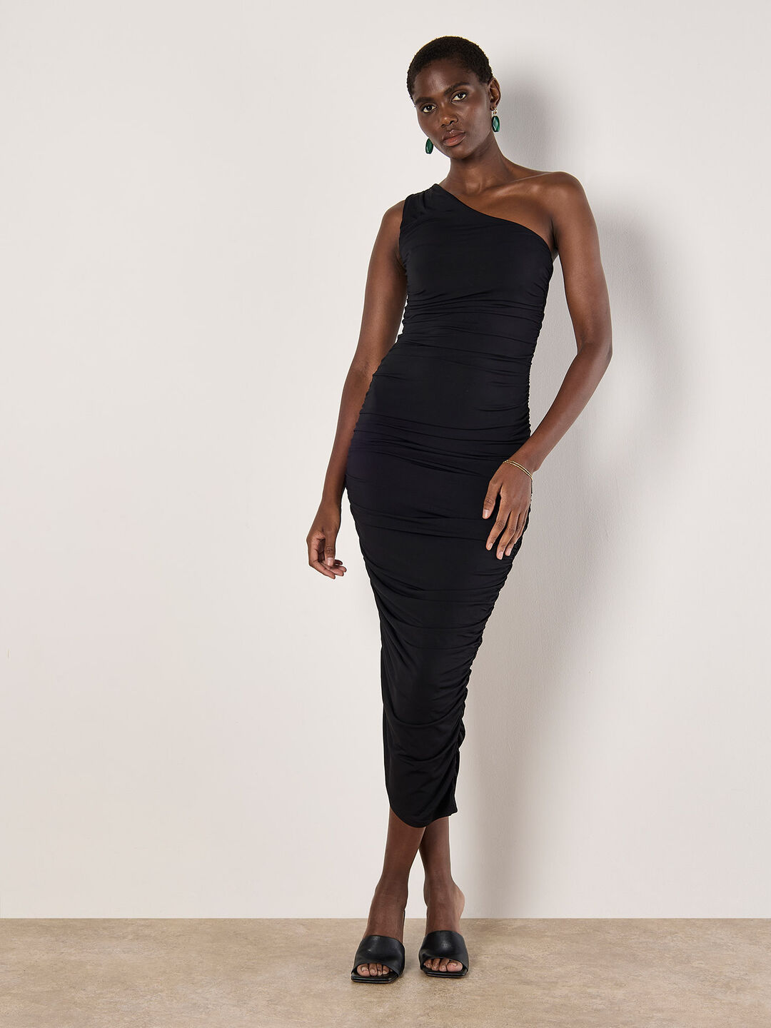Image of One Shoulder Ruched Maxi Dress