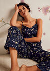 Botanical Print Wide Leg Trouser, Navy, large