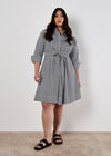 Cotton Stripe Shirt Mini Dress, Navy, large