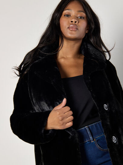 APRICOT, Curve Faux Fur Short Jacket