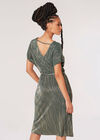 Plisse V Neck Dress, Green, large