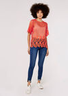 Square Mesh Guipure Top, Orange, large