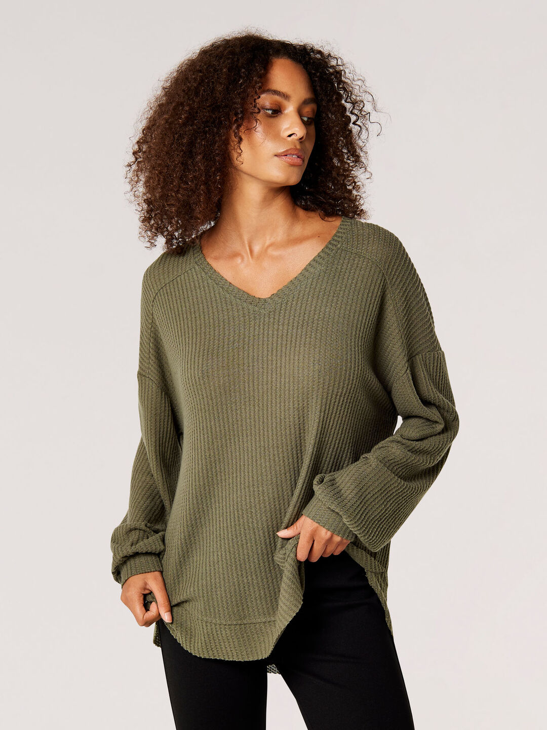 Image of Oversized Waffle Knit Top