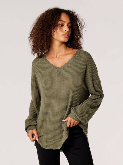 Oversized Waffle Knit Top