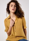 Slub Shimmer Relaxed Blouse, Mustard, large