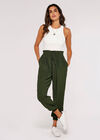Shirred Waist Trousers, Green, large