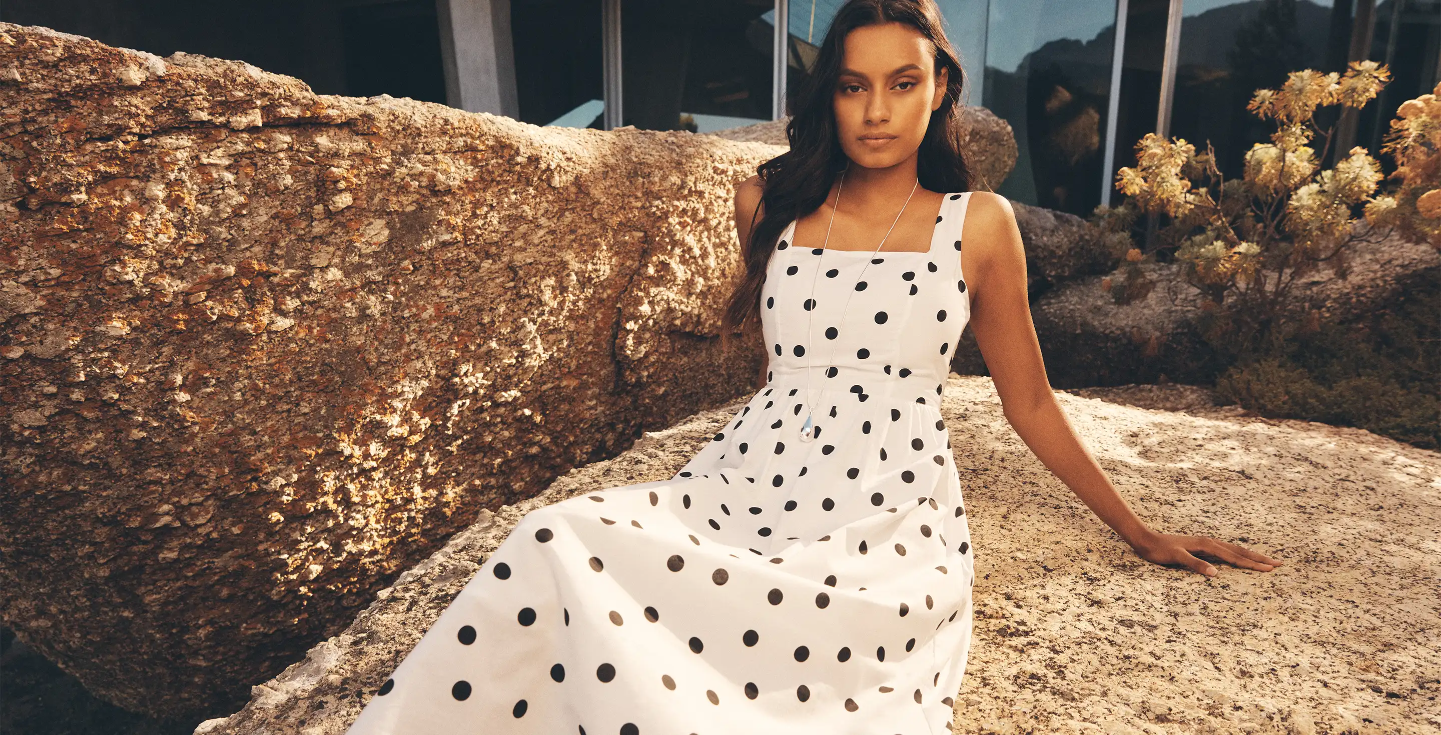 Model wearing Polkadot dress