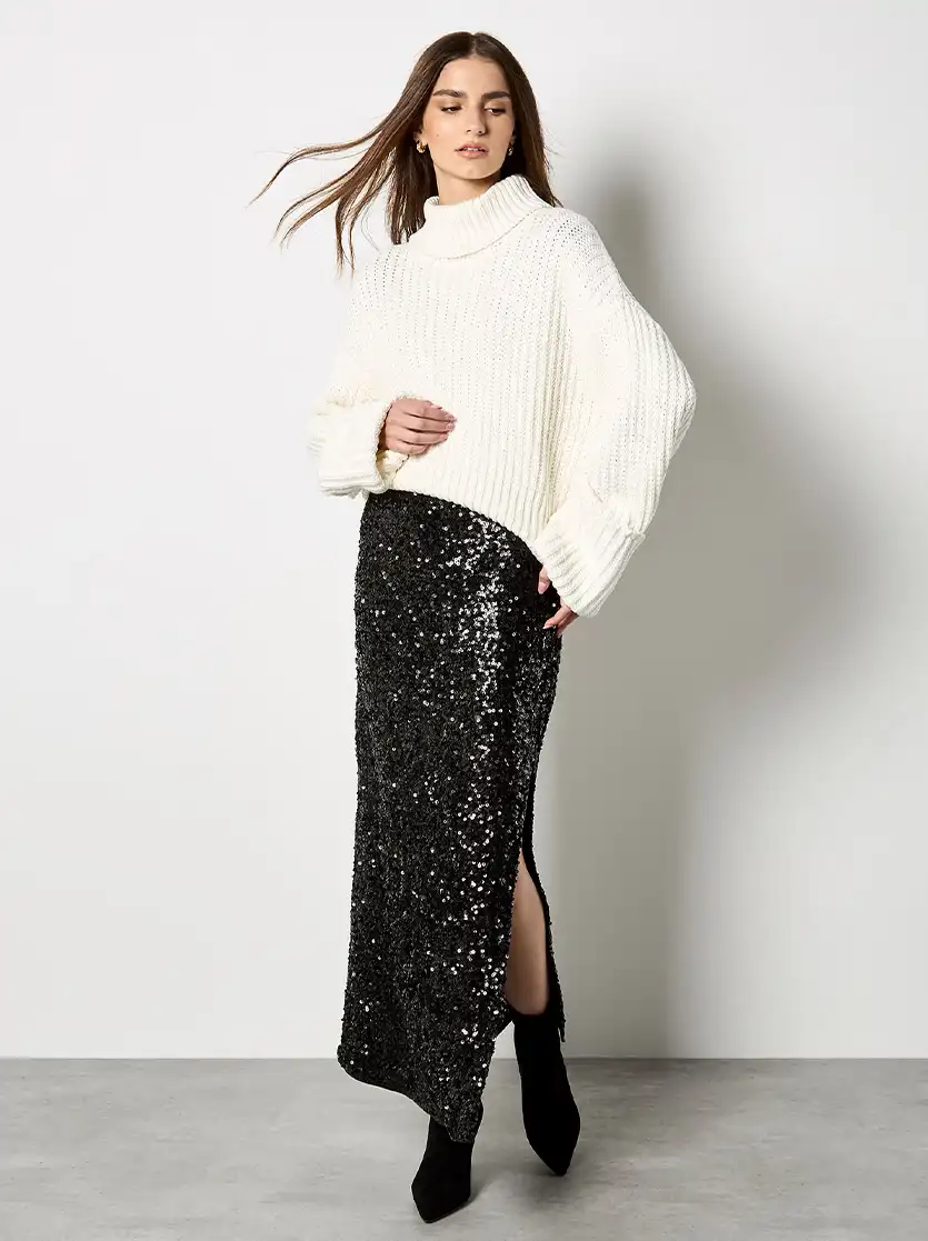 Sequin Mesh Maxi Skirt