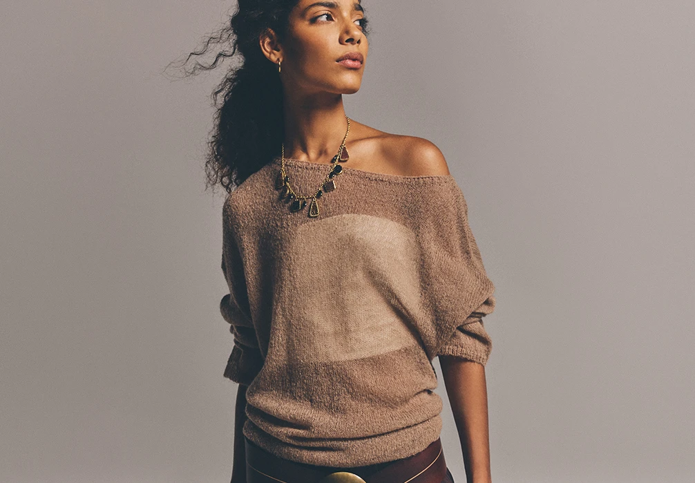 Models are wearing stone Lightweight Brushed Oversized Jumper