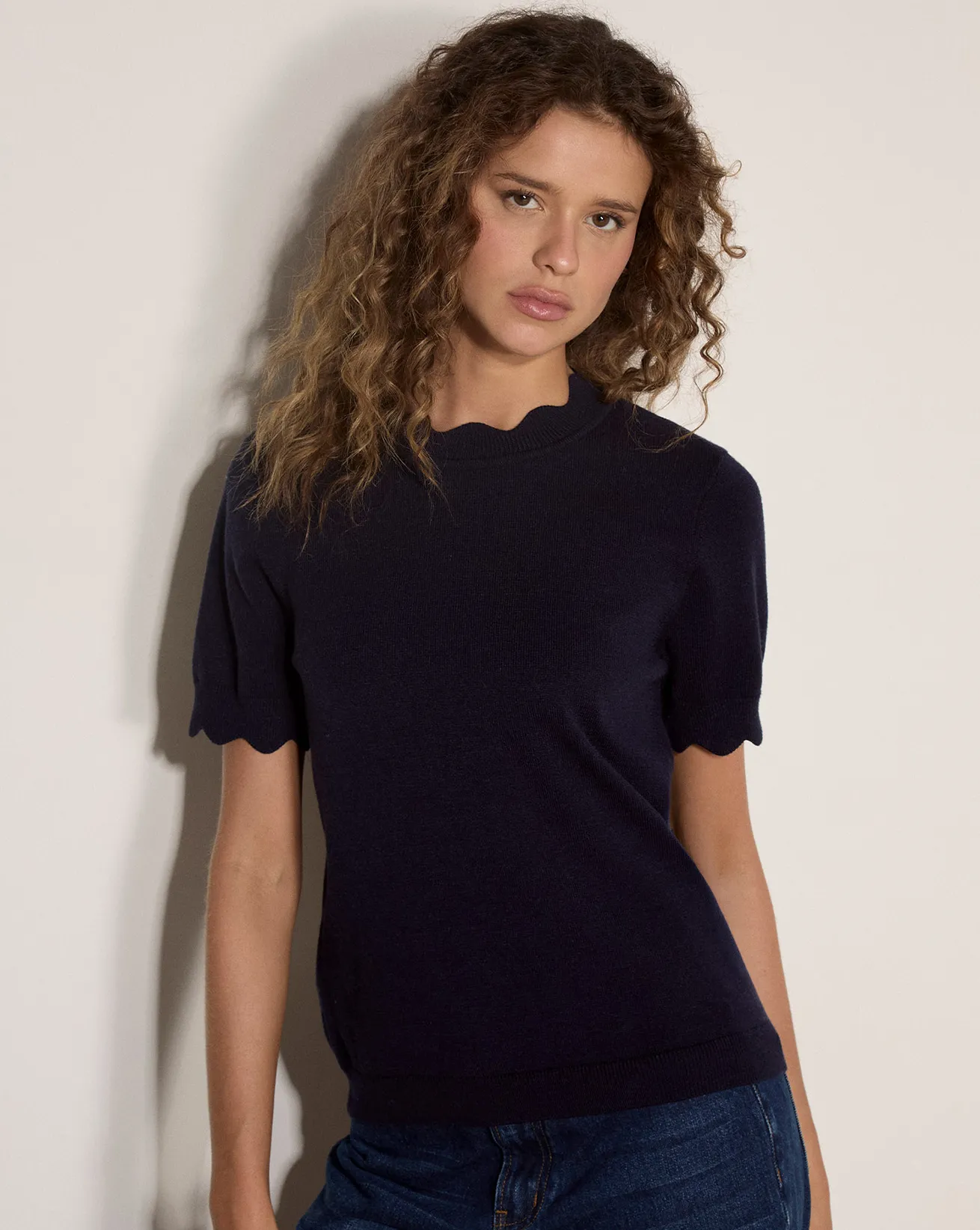 Scallop Knitted T-Shirt