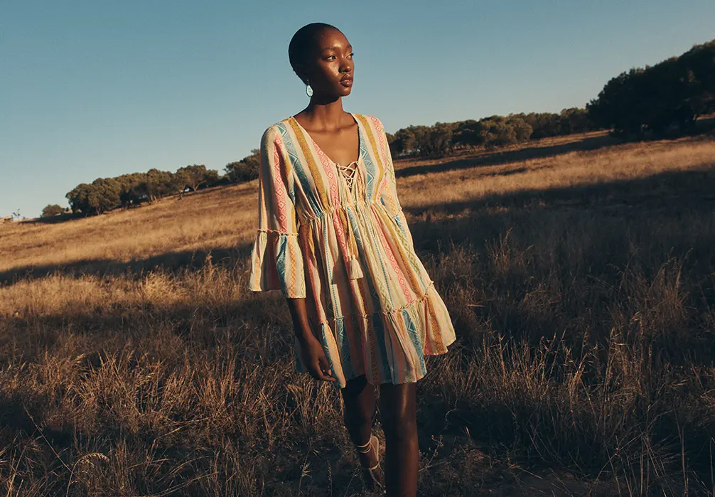 Vacation or staycation, pack a bag with our holiday essentials. Think free-flowing silhouettes, cotton & linen blend fabrics & sunshine-ready styles. Discover summer dresses in mini, midi & maxi lengths, chic co-ords, straw hats & sandals