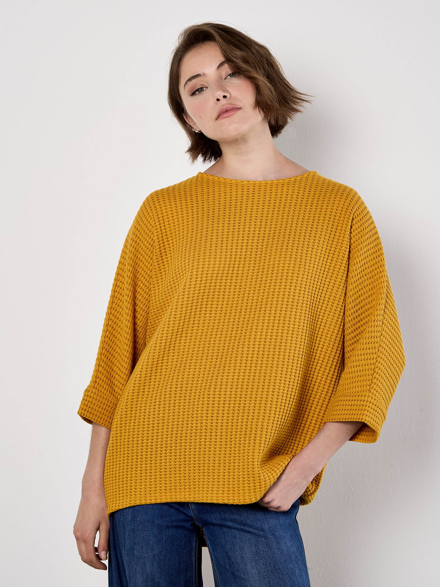Waffle Knit Batwing Top | Apricot Clothing