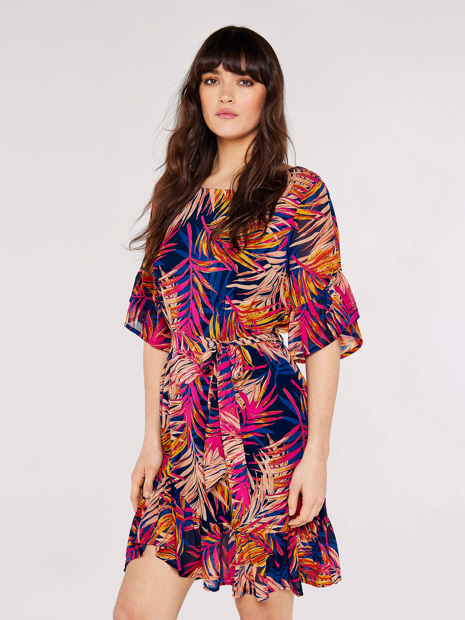 Painterly Tropical Mini Dress | Apricot Clothing