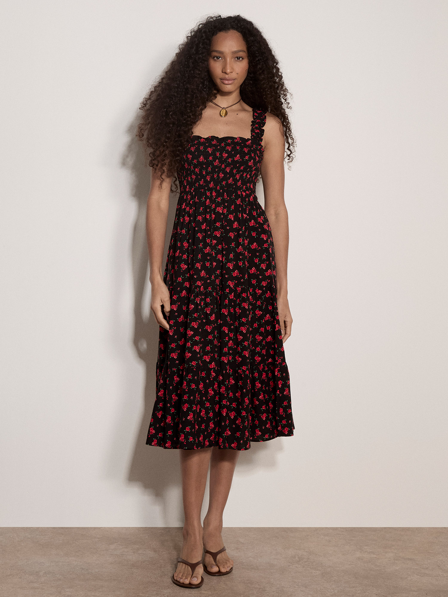 Ditsy Floral Smocked Midi Dress | Apricot Clothing