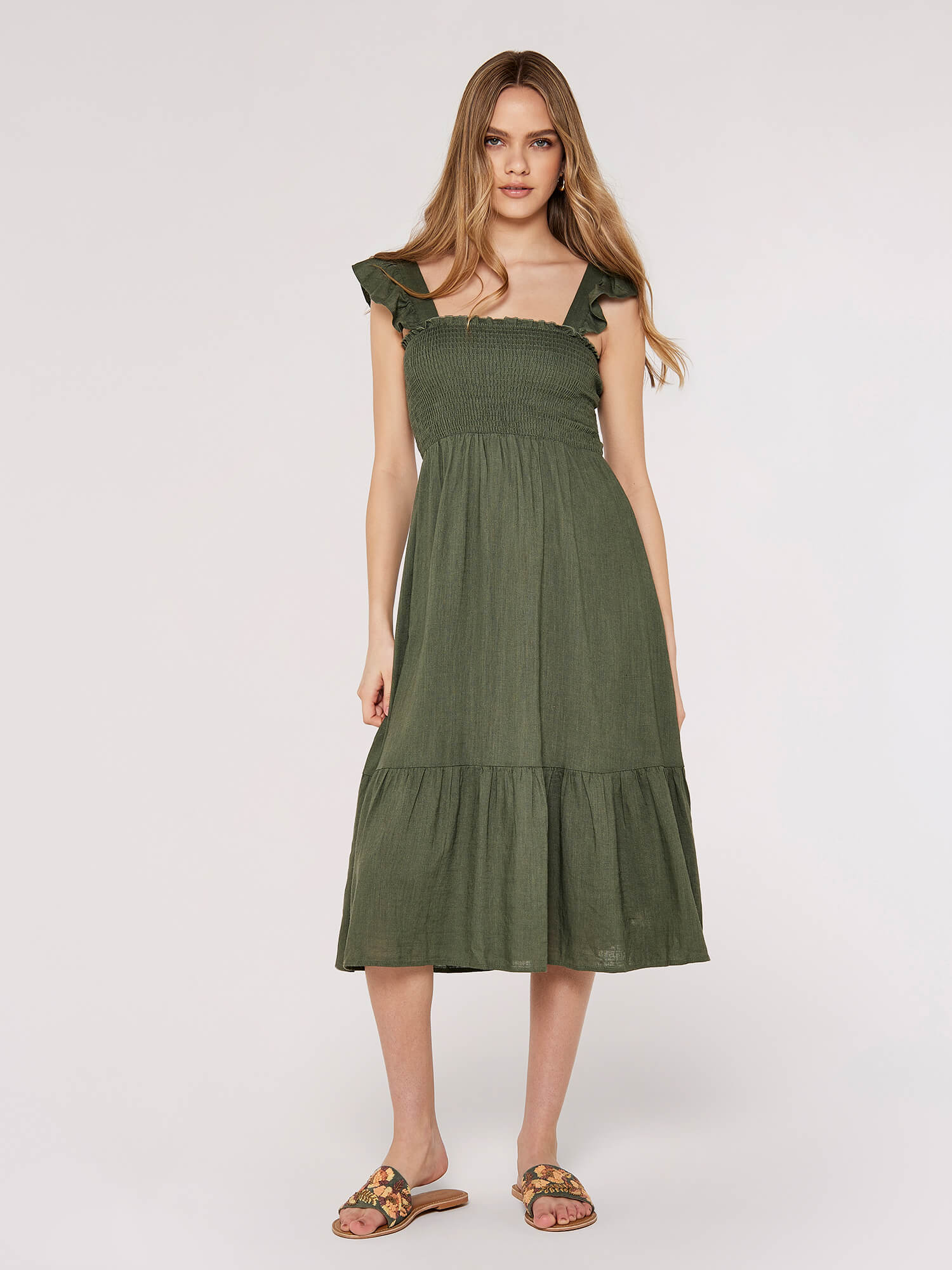 Midi linen dresses sales uk