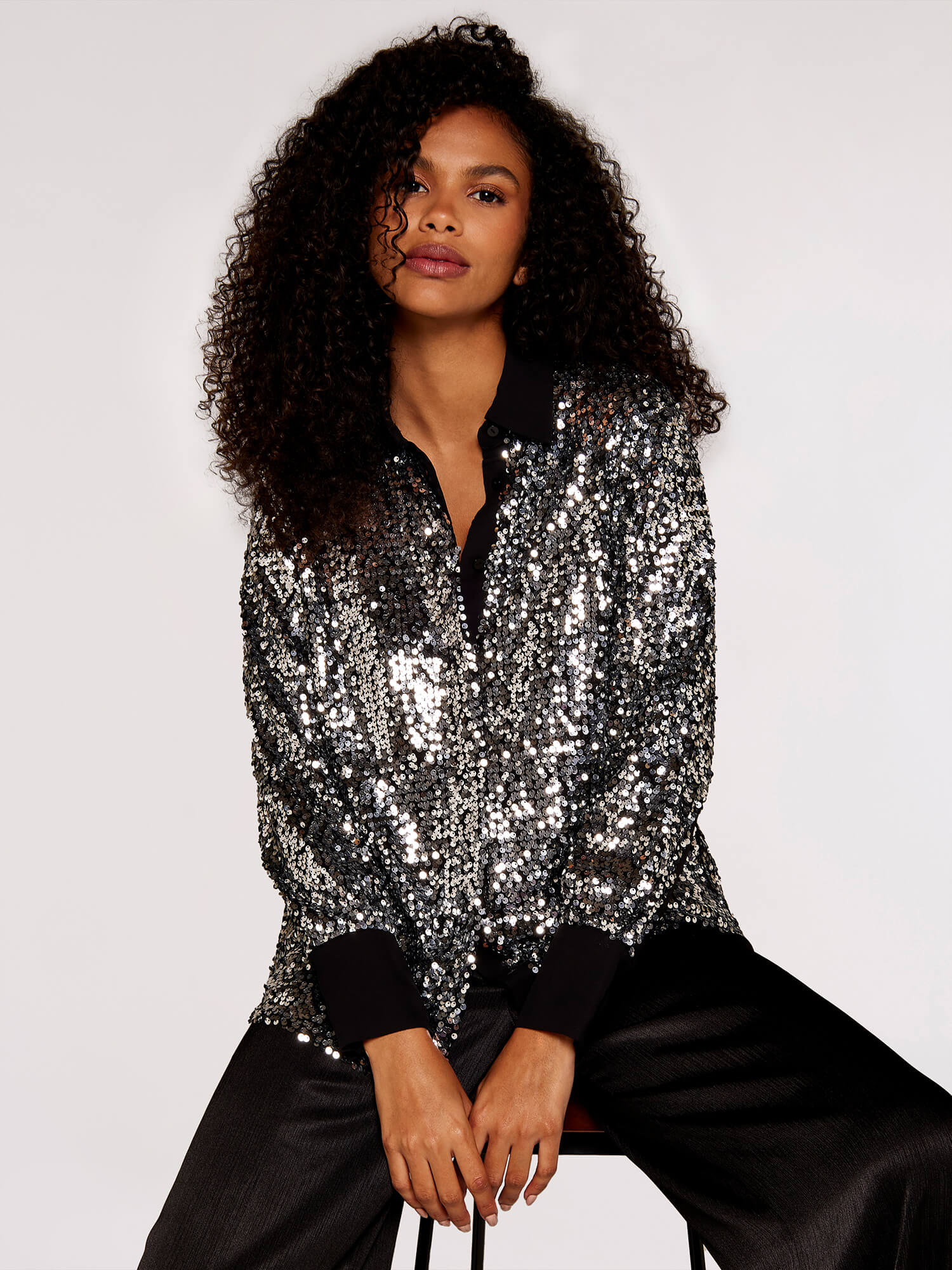 Sequin Button Down Shirt | Apricot Clothing