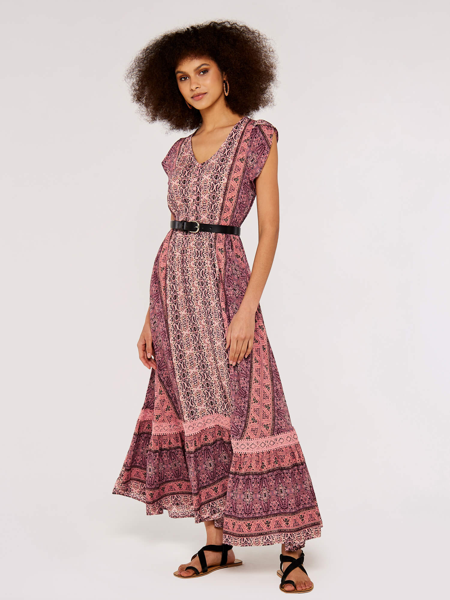 Paisley Crochet Maxi Dress Apricot Clothing