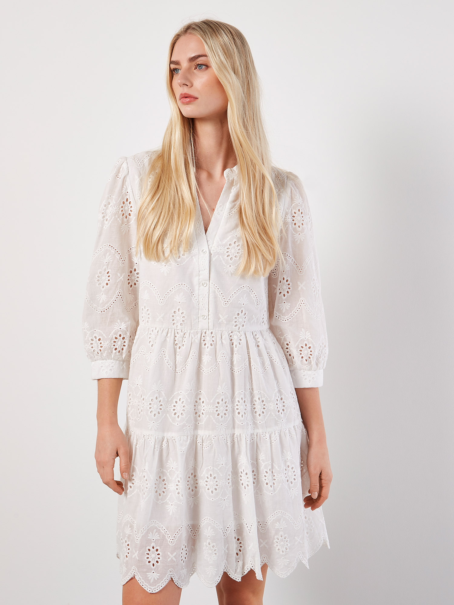 Denim Broderie Mini Dress