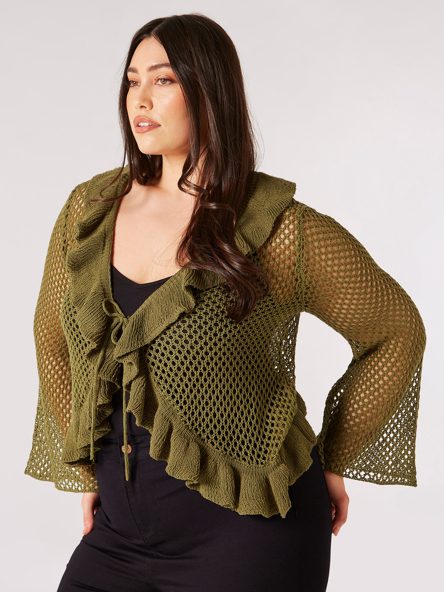 トップス ounce ruffle golgi cardigan Frill Collar Cropped Knit Cardigan – axes femme from JAPAN